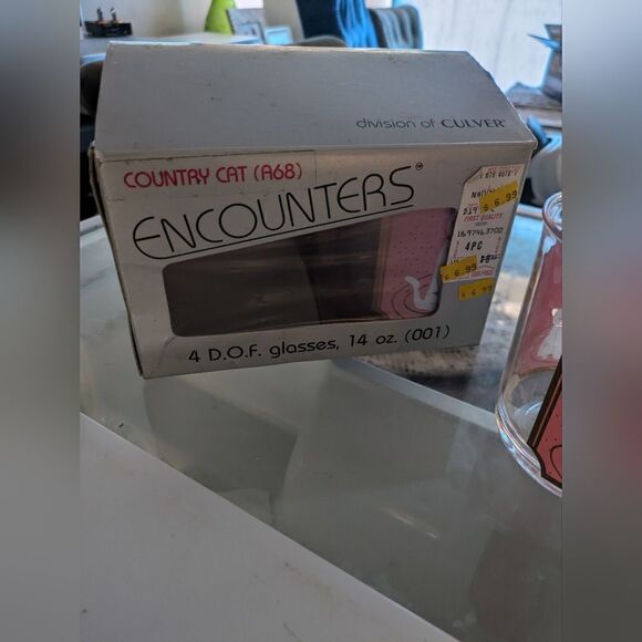 4 Acrylic Double Old Fashioned Glasses Tumblers Culver Encounters Country cat - Picture 2 of 3